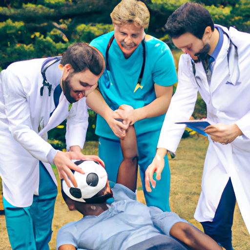 Đội ngũ bác sĩ kiểm tra cầu thủ bóng đá mới hồi phục sau đột quỵ.