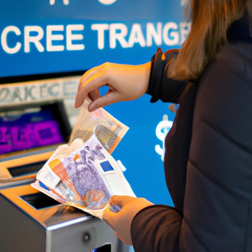 Một người đang đổi tiền của mình sang Euro tại quầy trao đổi tiền tệ.