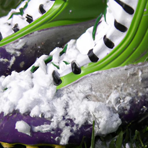 Giày cầu thủ bị phủ tuyết trên sân bóng