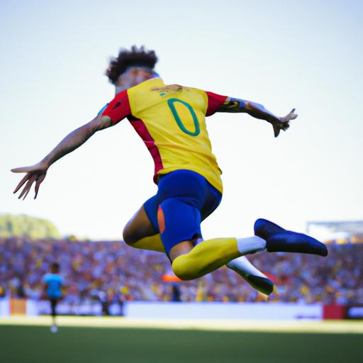 Neymar với pha nhảy đầy ấn tượng trên sân cỏ