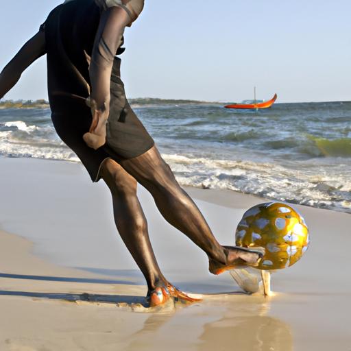 Pele đang chơi bóng trên bãi biển