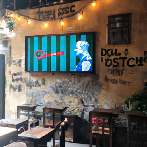 Một quán cafe cổ điển và quyến rũ với thiết kế vintage và màn hình lớn để xem các trận đấu bóng đá tại Đà Nẵng.