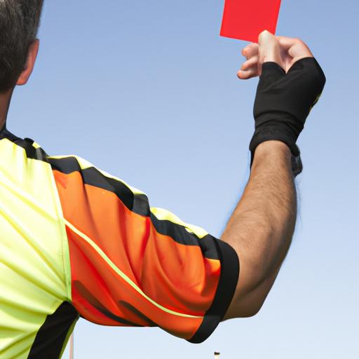 Trọng tài bóng đá giơ thẻ đỏ cho một lỗi vi phạm trong khu vực phạt góc
